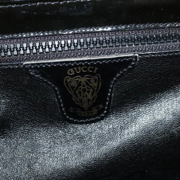GUCCI Chain Shoulder Bag Patent leather Black Gold Auth BA2705 - Picture 11 of 16